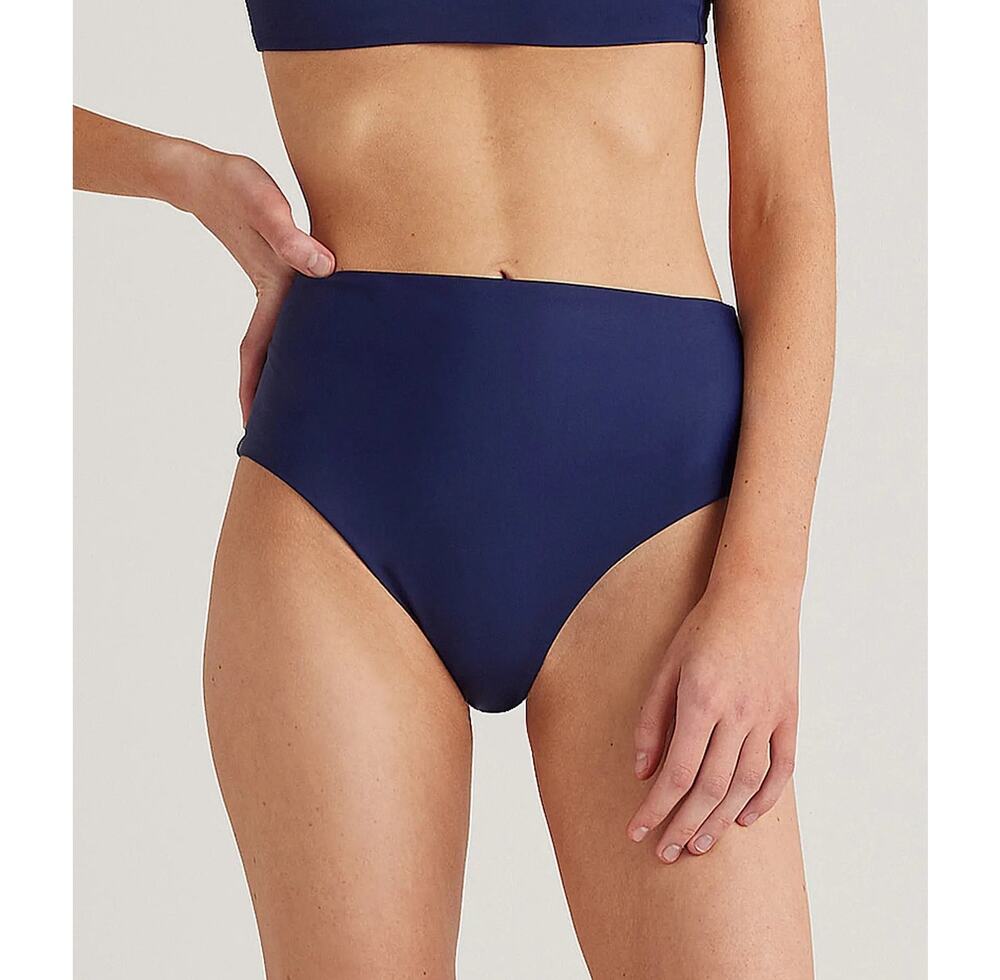 Quince Italian High-Rise Bikini Bottom Swim Deep Navy Blue Size Medium NEW